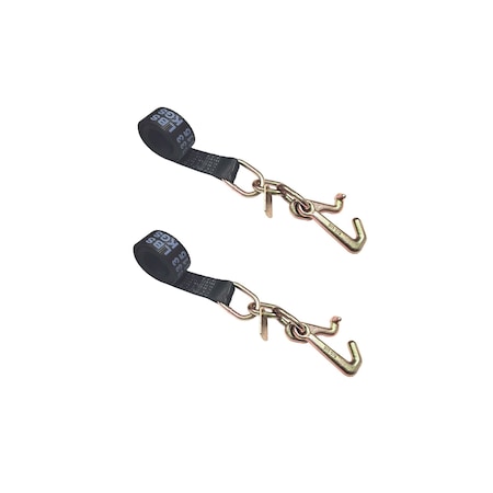 Tie 4 Safe 2" x 10' Tie Down Strap w/ TJ Cluster Hook for Wrecker Tow Truck Auto Hauling, 2PK TWS65-5210-TJ-BLK-2
